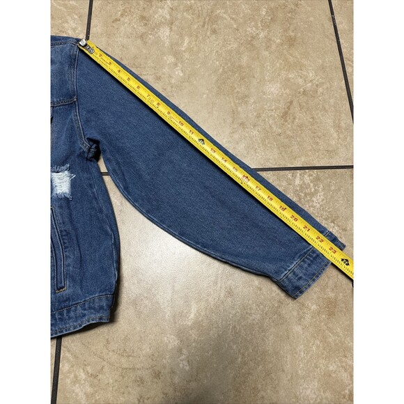 Love Tree Women’s Denim Jacket 2X Distressed Medium Blue Wash - Picture 10 of 11